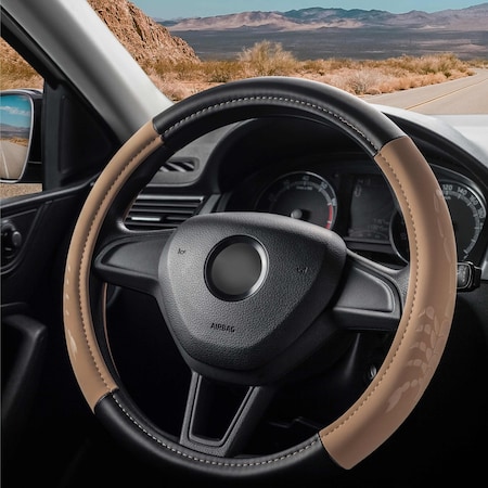 Dsv Standard Steering Wheel Cover, Black/Beige, Polyurethane, 15in 99301